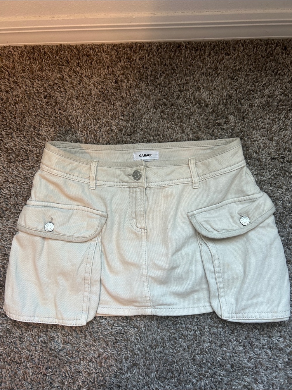 Garage Light Kahki Cargo Skirt with Front Pockets XS